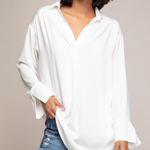 Tops - LAST//OFF WHITE POCKETED TUNIC TOP